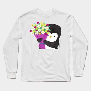 Penguin with Flowers Long Sleeve T-Shirt